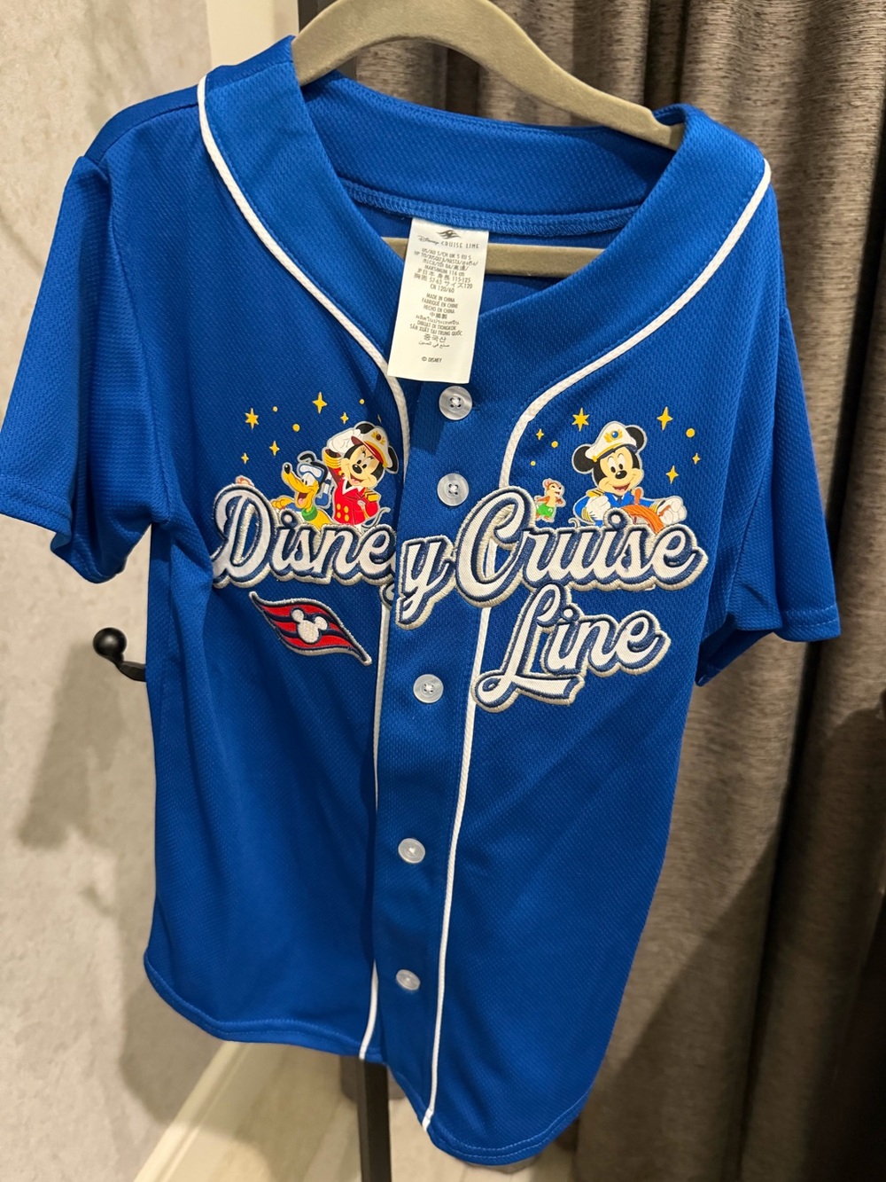 Disney Cruise Line Kids' Blue Button-Up Baseball Tee size small